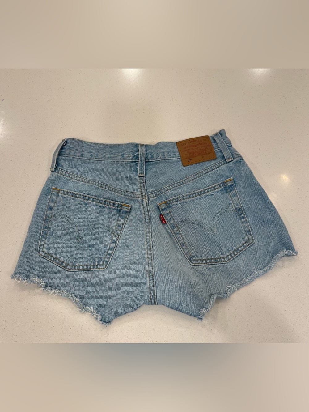 Light Blue Distressed Denim Women's Shorts - Picture 2 of 8